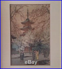Hiroshi Yoshida Japanese Woodblock Signed Print A Glympse of Ueno Park 1937