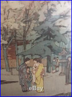 Hiroshi Yoshida Japanese Woodblock Signed Print A Glympse of Ueno Park 1937