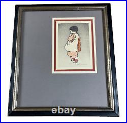 Hiroshi Yoshida Woodblock Print Little Girl 1927 Signed