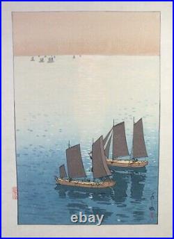 Hiroshi Yoshida Woodblock print Shining Sea Purchased by Princess Diana herself