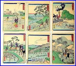 Hiroshige II 45 Authentic Japanese Woodblock Prints Tokaido Chuban 1862 Kunisada