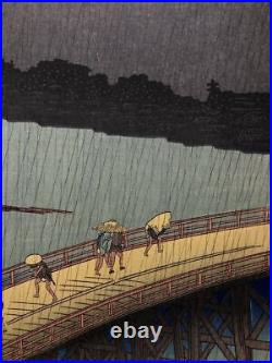 Hiroshige Utagawa Woodblock Print 100 Famous Views Of Edo Shower At Ohashi Atake