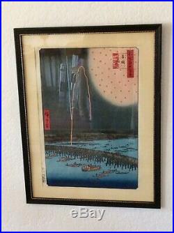 Hiroshige Woodblock In Frame 1920s Adachi Reprint