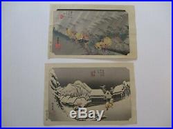 Hiroshige Woodblock Print Portrait Landscape Vintage Japanese Lot Of 2 Shono