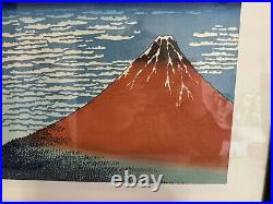 Hokusai Woodblock Print Fine Wind Clear Morning Red Fuji