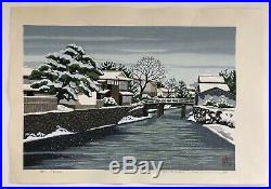 IDO MASAO Japanese Woodblock Print Snow on Gion Canal Very Rare Artist's Proof