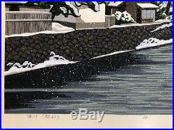 IDO MASAO Japanese Woodblock Print Snow on Gion Canal Very Rare Artist's Proof