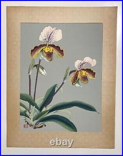 IKEDA ZUIGETSU (1877-1944) Plate Signed Orchid Flower Japanese Woodblock Print