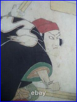 Ichikawa Danjuro as BearerOriginal Antique Japanese Woodblock Print Toyokuni I
