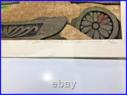 Ido Masao Woodblock Print Clay roof tiles landscape 1991 ED 180