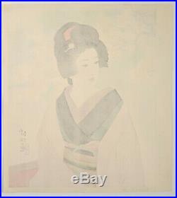 Ito Shinsui Genuine Japanese Woodblock Print Beauty And Cherry Blossoms