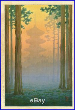 Ito Yuhan Japanese Woodblock Print Pagoda at Nikko 1930s Pre-war