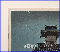 Japanese Kawase Hasui Original Woodblock Print Bell Tower In Okayama