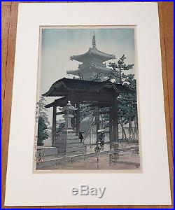 Japanese Kawase Hasui Original Woodblock Print Zentsuji Temple In Rain 1937