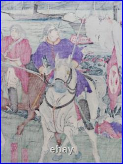 JAPANESE WOODBLOCK PRINT BATTLE ON THE SHORE ORIGINAL AUTHENTIC ANTIQUE 1870s