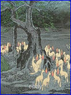 JAPANESE WOODBLOCK PRINT Hiroshige Utagawa New Year's Eve fox fire used