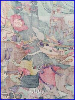 JAPANESE WOODBLOCK PRINT ORIGINAL AUTHENTIC ANTIQUE 1860s SAMURAI BATTLE