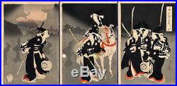 JAPANESE WOODBLOCK PRINT by CHIKANOBU (Triptych)
