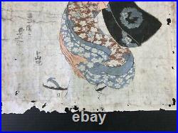 Japan Antique Woodblock prints Ukiyo-e TOYOKUNI 73x37cm/28.5x14.4inch Triptych