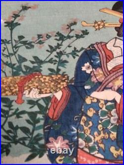 Japan Antique woodblock print Ukiyoe beauty bijin 4th Toyokuni Meiji Original
