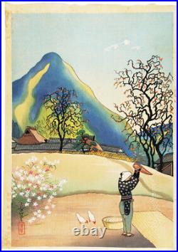 Japan Vintage woodblock print Ukiyoe Antique autumn Ohno Bakufu 1900-1976 Orig