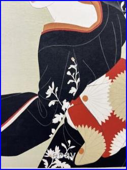 Japan Vintage woodblock print Ukiyoe maiko shigusa shimura Tatsumi Showa Antique