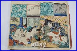 Japanese Antique woodblock print Ukiyo-e Shunga 36 pages Edo Era