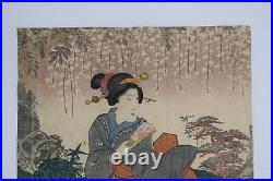 Japanese EDO Original Ukiyo-e woodblock Bijin-ga print by TOYOKUNI III