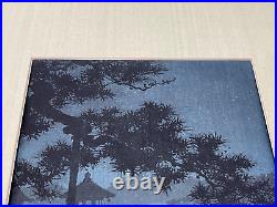 Japanese Koho Shoda Woodblock Print Night at Lake Biwa Shubi Pine Tree