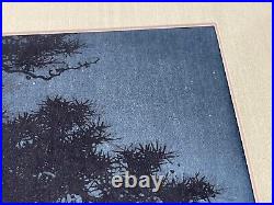 Japanese Koho Shoda Woodblock Print Night at Lake Biwa Shubi Pine Tree