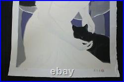 Japanese Lithograph Print Cat Muroi Toshio? Woodblock