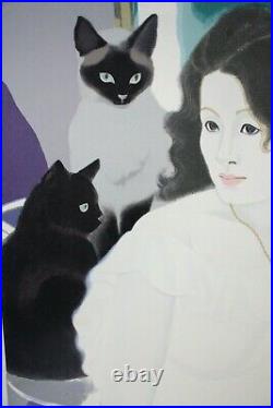 Japanese Lithograph Print Cat Muroi Toshio? Woodblock