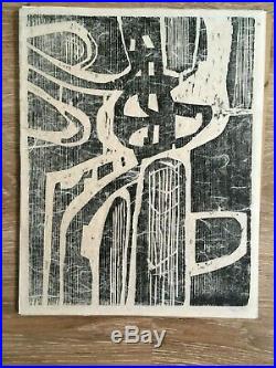 Japanese Mid-century Abstract Art Woodblock Print Artist Signed & Numbered
