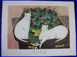 Japanese Print Lithograph Woodblock, Silkscreen Print Cat