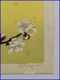 Japanese Print Small Woodblock Tomoo Inagaki Floral Theme #2 RARE