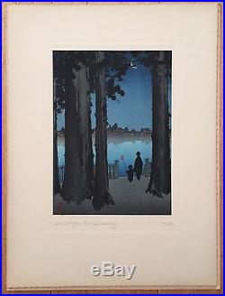 Japanese Shoda Koho Original Woodblock Print-ueno Park-hasegawa Night Scenes