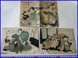 Japanese Shunga Paper 3 picture set UKIYOE Erotic woodblock print -d0228