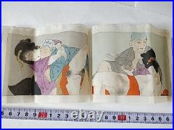 Japanese Shunga Paper picture UKIYOE Erotic woodblock print on the silk -e0707