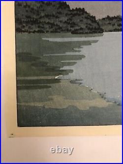 Japanese TSUCHIYA KOITSU Original Color Woodblock Print Lake Shoji