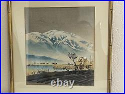 Japanese Tomikichiro Tokuriki Woodblock Print Mt Hira Covered in Evening Snow