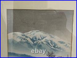 Japanese Tomikichiro Tokuriki Woodblock Print Mt Hira Covered in Evening Snow