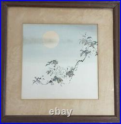 Japanese Tsukioka Kogyo Woodblock Print. Plum blossom & Moon