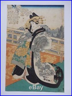 Japanese Ukiyo-e Nishiki-e Woodblock Print 2-661 Utagawa Kunisada. Kunitama 1858