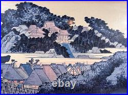 Japanese Utagawa Hiroshige Woodblock Print Tokaido Road, Fujisawa Station