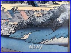 Japanese Utagawa Hiroshige Woodblock Print Tokaido Road, Fujisawa Station