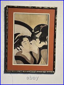 Japanese Utamaro Kitagawa Woodblock Print Naniwa Okita Admiring Herself