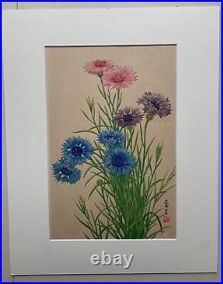 Japanese Wood Block Lg. Print Of Flowers Owned By Hideo Takemura