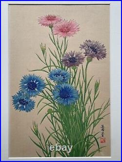 Japanese Wood Block Lg. Print Of Flowers Owned By Hideo Takemura