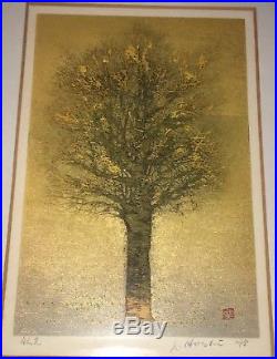 Japanese Wood block print 78 Joichi Hoshi Tree Autumn Light Great Golden Tree