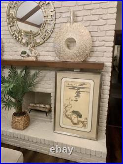 Japanese Woodblock Framed Print Titled'Crane On Pine Limb' By John Paul Morgan